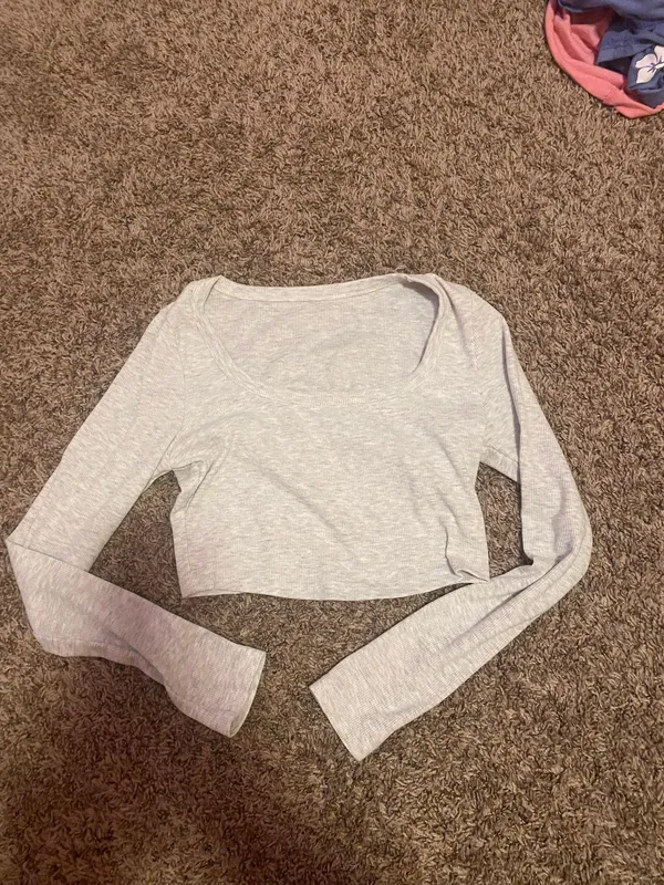 Heather Grey Square Neck Top - Image 2