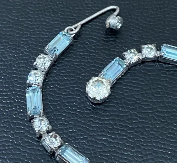 Vintage Unsigned Juliana? Blue Topaz Bib Statement Choker Necklace 35.0g - Image 11