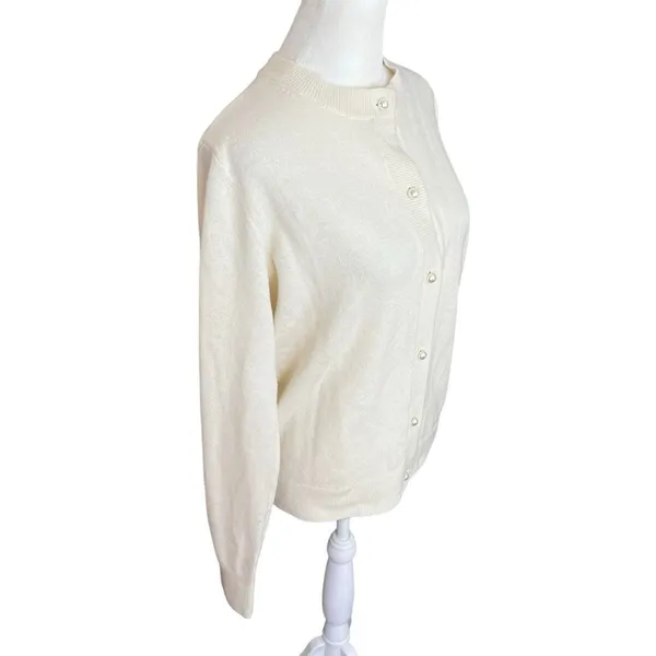 Hill House Audrey Merino Wool Cardigan Pearl Buttons Cream XS - Image 4