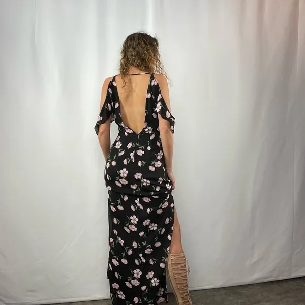 About Us Floral Side Slits Maxi Dress in‎ Black Multi Size Small - Image 11