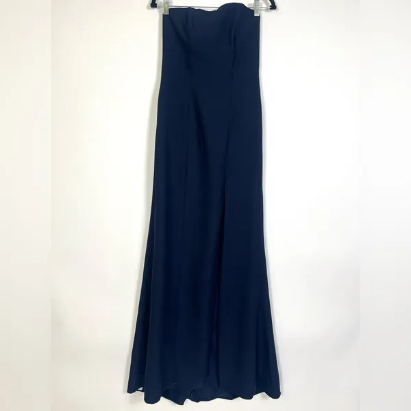 Dessy Collection Navy Blue Strapless Gown - Image 7