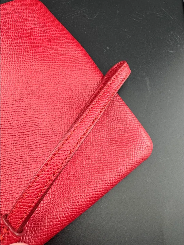 Coach Red Leather Wristlet Pouch with Gold Logo - Image 4