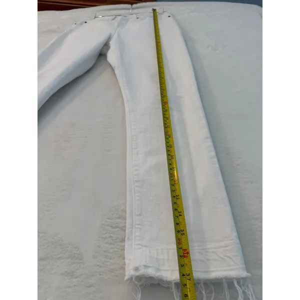 Levis‎ 501 Skinny White High Rise Button Fly Raw Hem Jeans W28 L27 - Image 2