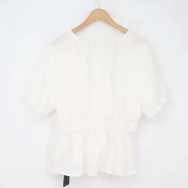 Fashion SZN Peplum Top Womens 1XL White Tie Front V-Neck New - Image 5
