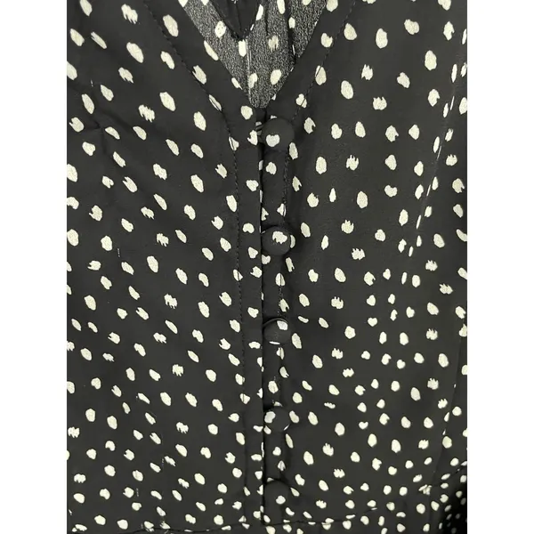 Abercrombie Black Polka Dot Faux Wrap Dress Button Front S - Image 10