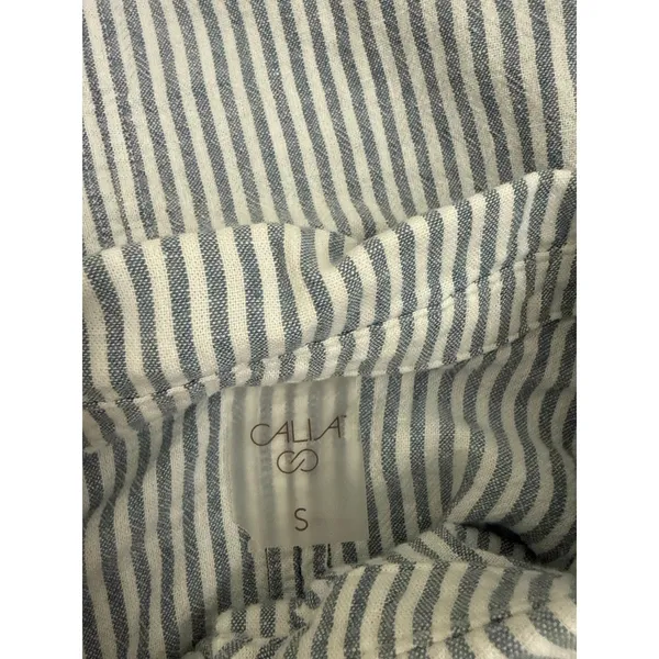 Calia Blue White Stripe Oversized Button Up Swim Pool Beach Coverup Shirt Small - Image 3