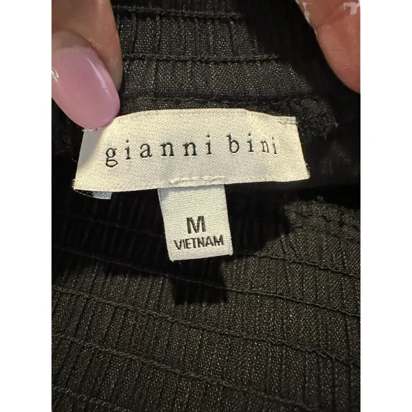 Anthropologie GIANNI BINI Size Medium Linen Blend Black Cuffed Stretch #OP13-1‎ - Image 2