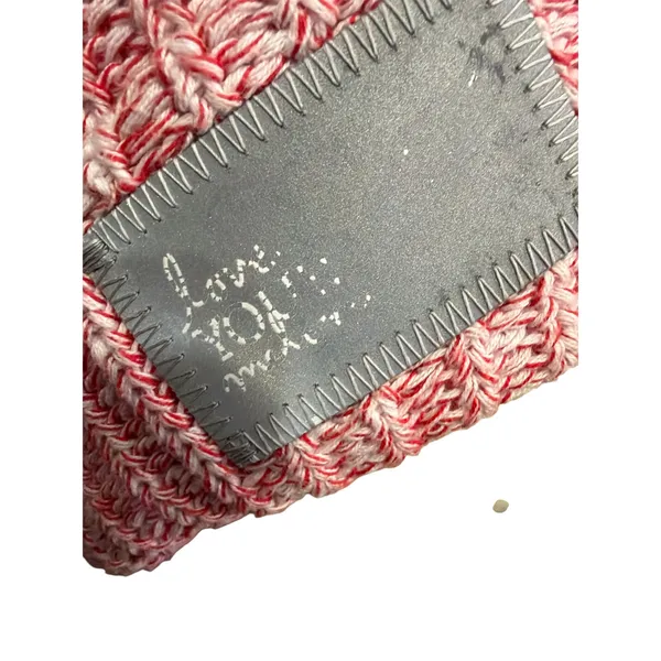 Love‎ Your Melon Red White Marled Cotton Knit Beanie Faux Fur Pom Pom Hat USA - Image 2