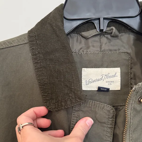 Universal Threads Chore Coat Barn Jacket Utility Safari Olive Drab Women's size X - Image 7