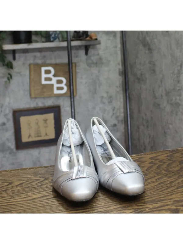 NWT Easy Street Waive Dress Pump Block Heel Dance WAIVE Silver Satin Gray 9W - Image 4