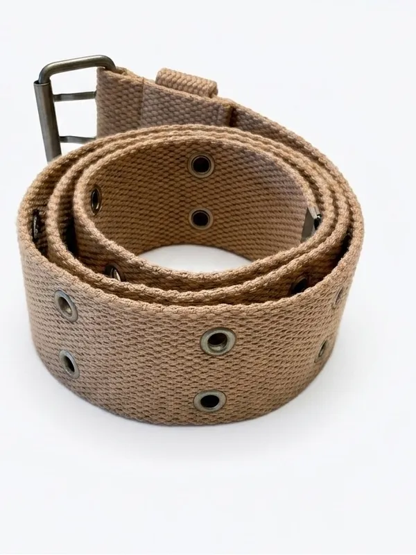 NWOT Tan Canvas Grommet Belt Blue - Image 5