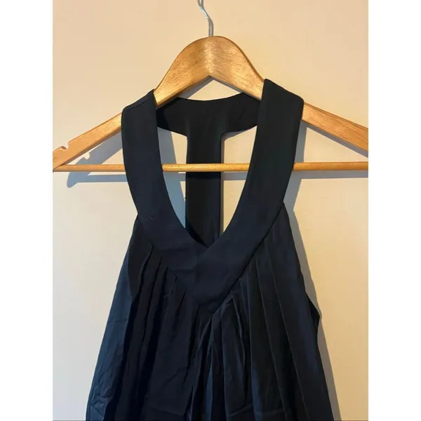 Vintage Alice + Olivia Black Y2K Silk T-Back Halter Mini Dress Pleated Drape XS - Image 5