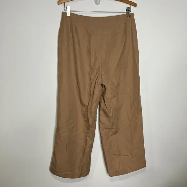 Express cropped wide leg high rise pants lightweight‎ tan womens size 8 business - Image 4