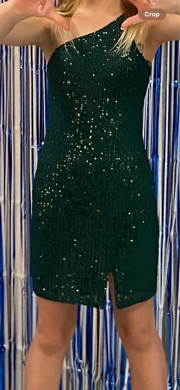 crystal sky off the shoulder hoco dress - Image 4