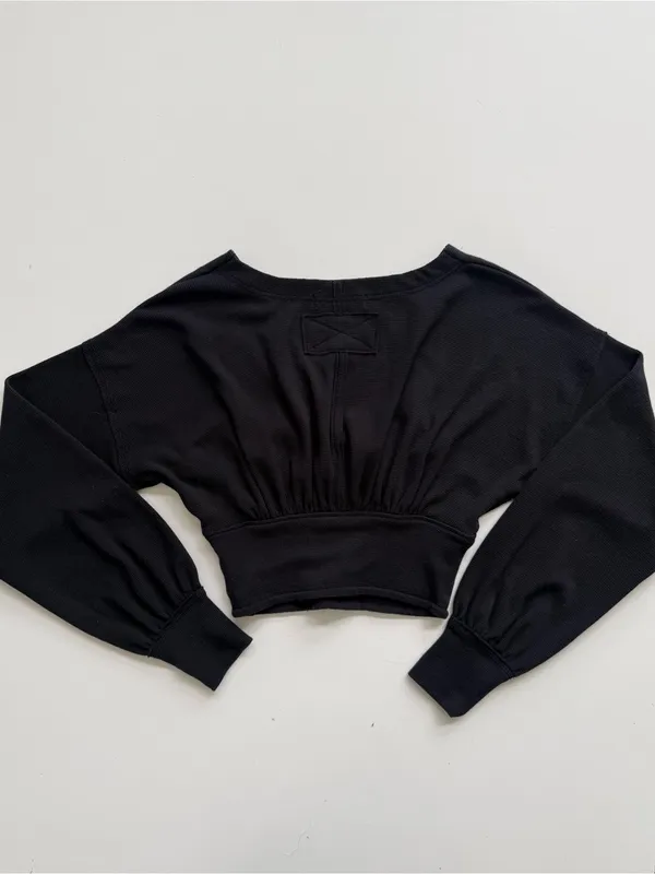 Free People Black We The Free All Nighter Thermal Cropped Top Size XS - Image 7