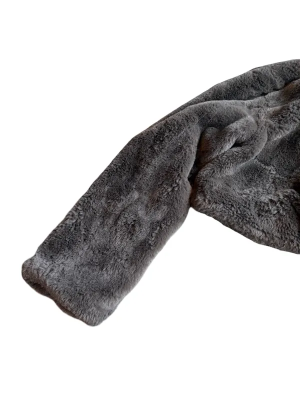 Song of Style Faux Fur Coat Brown Cropped Length Jacket Vegan Size Small Women's - Image 10
