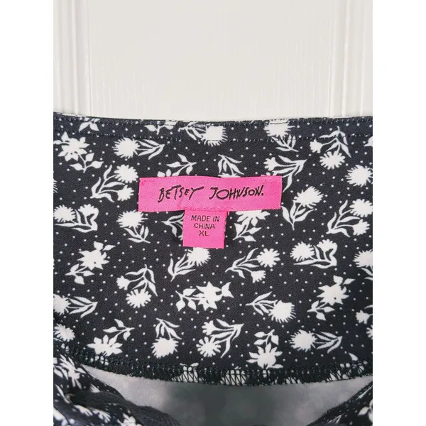 Betsey Johnson Y2K Floral Corset Milkmaid Midi Dress Size XL Black Coquette - Image 4