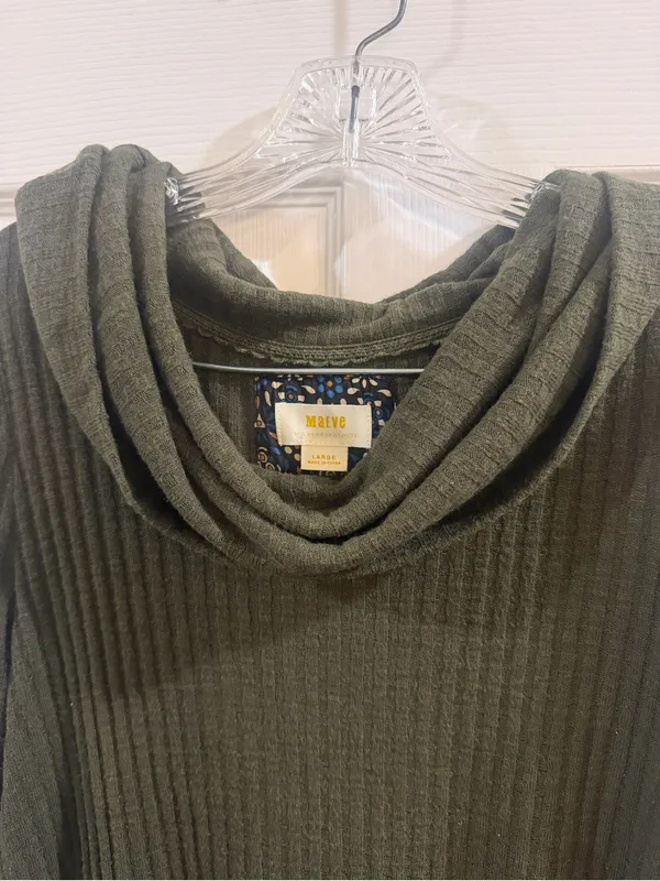Maeve Olive Ribbed Cowl Neck Sweater - Image 3