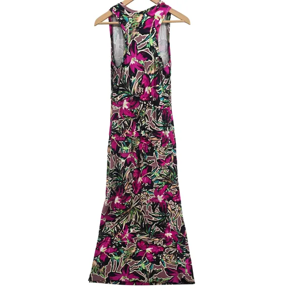 Artelier Nicole Miller Maxi Dress Womens L Floral Purple Sleeveless EUC - Image 3