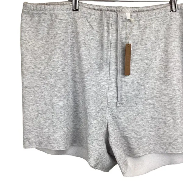 Skims‎ NWT Size 3X Cotton Fleece Shorts Light Heather Gray Drawstring Lounge - Image 4