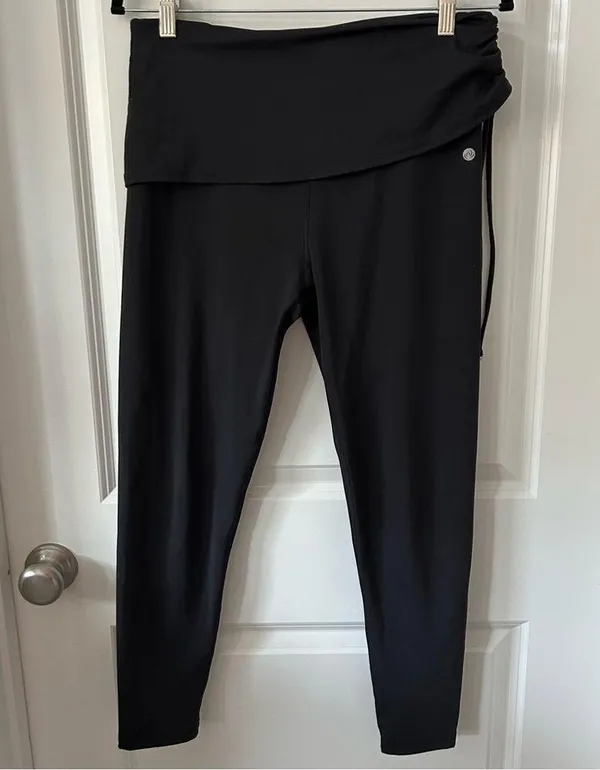 apana Black Fold over Waist Yoga Pants Medium - Image 2