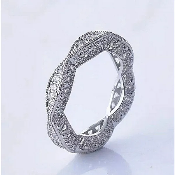 Women's‎ Gold-Plated-925 Eternity Simulated Diamond Engagement Band Ring … - Image 11