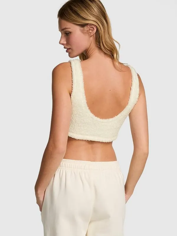 PINK by Victoria's Secret Cream Fuzzy Co-ZZZy Fleece Bralette - XL - Image 2