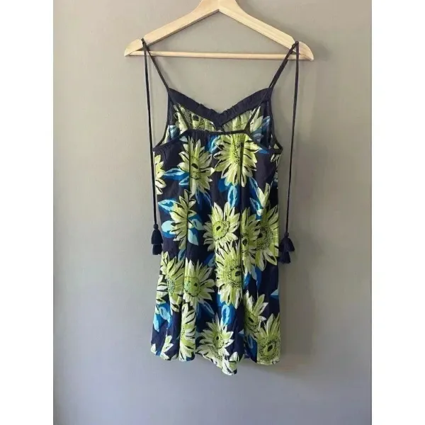 Aerie Gauzy Cotton Floral Tassel Swim Cover‎ Dress Size S Blue Green Boho Beach - Image 5
