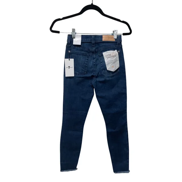 7 For All Mankind Luxe Vintage High‎ Rise Raw Hem Ankle Skinny Jeans Size 23 - Image 6