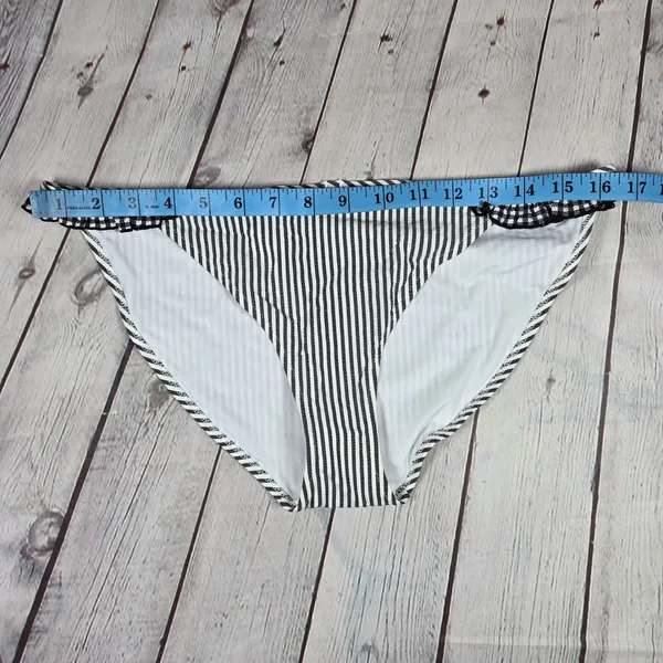 Aerie Bikini Bottoms Striped Ruffle Gingham Trim Womens Size L‎ - Image 9