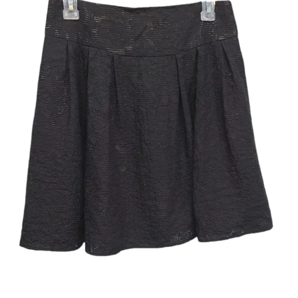 Nanette Lepore Black Jacquard Pleated Mini Skirt Back Zipper‎ Size 8 - Image 3
