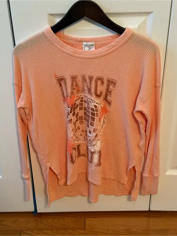 Aerie Waffle Knit Dance Club Pullover in Peach - Image 2