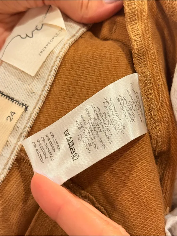 NWT We The Free Good Luck Mid Rise Barrel Acid-Wash Denim Jeans Off-White Sz 24 - Image 12