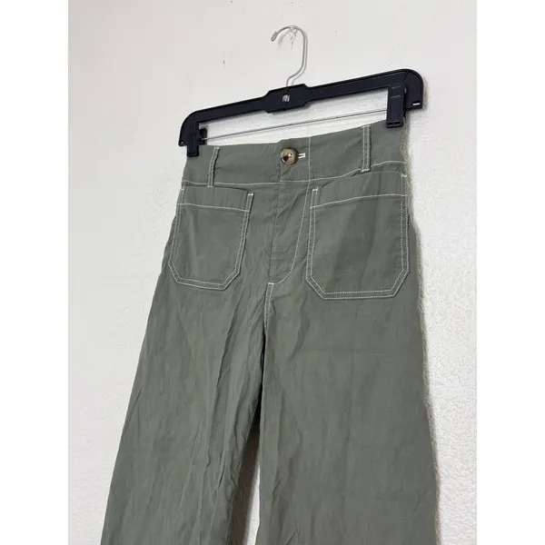 Anthropologie Maeve Colette Crop Pants Maeve Contrast Stitch Moss Olive Green 24 - Image 8