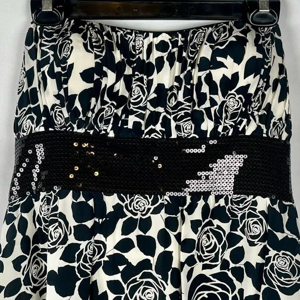 White House Black Market Silk Floral Sequined Sleeveless Mini Dress 12 - Image 2