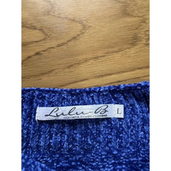 Lulu B Women Size Large Blue‎ Knit Sweater Polyester Classic City Office Winter - Image 3