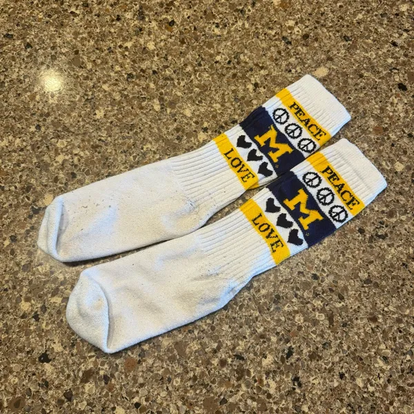 Peace Love UofM crew socks - Image 2