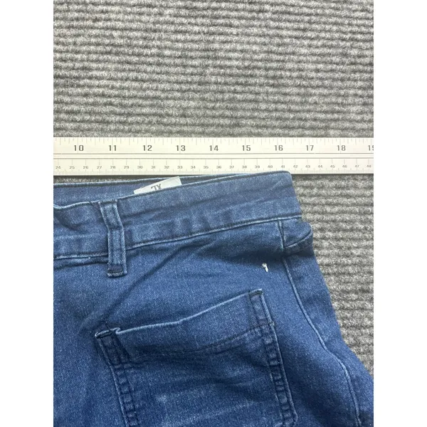 Womens XL 32x24 Wide Leg Cropped Jeans High Rise Patch Pocket Medium Blue Denim - Image 5