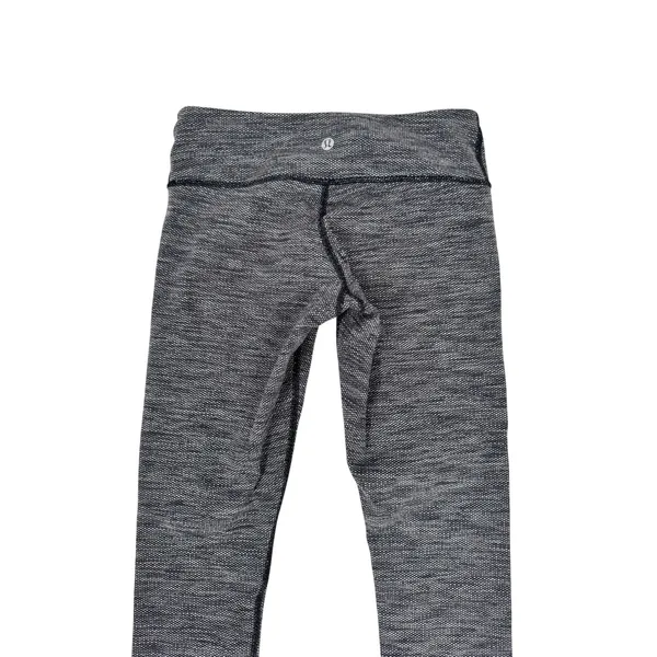 Lululemon Wunder‎ Under Crop Leggings Black White Space Dye Size 4 Low Rise - Image 3