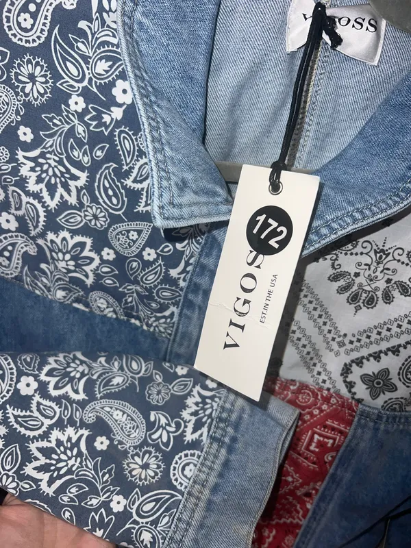 Anthropologie Faria Patchwork Denim Trucker Jacket - Image 8