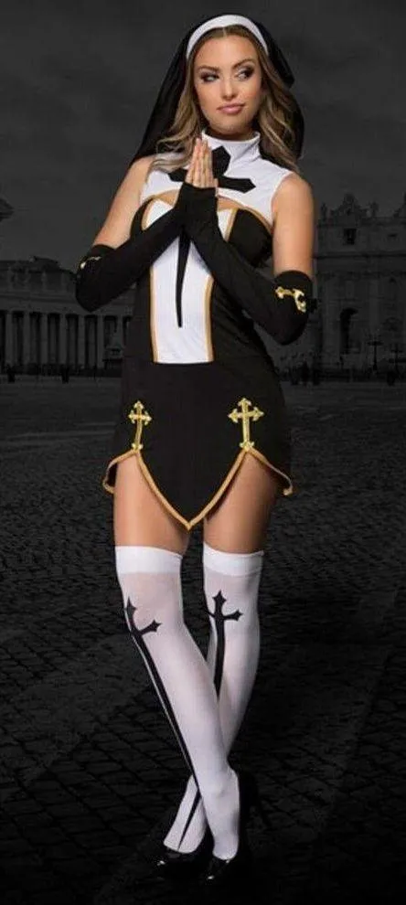 NEW Music Legs Bad Habit Naughty Nun Costume Size S/M - Image 9