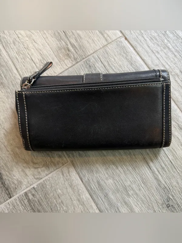 Y2K Coach Wallet Black Leather Soho Hampton Trifold Large Buckle - Image 2