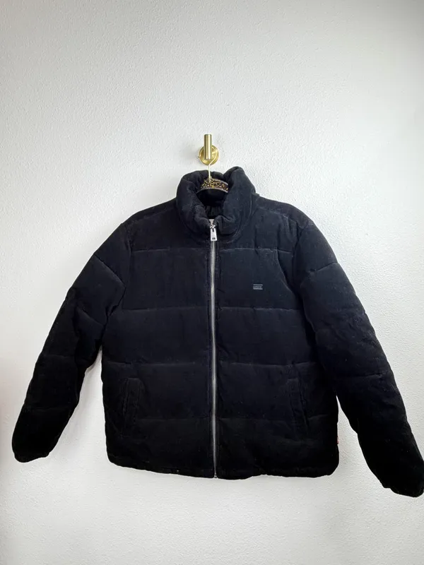 Levi's Unisex 100% Cotton Black Quilted Corduroy Puffer Zip-Up Jacket Size XL - Image 2