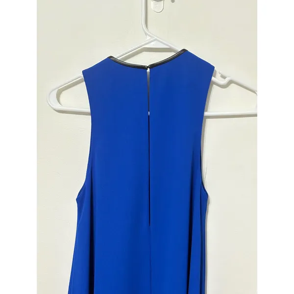 Alexander Wang Mini Dress Leather Trim Sleeveless Blue Size‎ 0 - Image 5