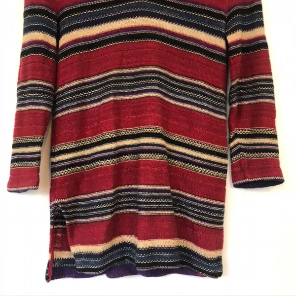 RALPH LAUREN JEANS CO LRL Red Navy Blue Striped Cotton Linen 3/4 Sleeve Sweater - Image 3