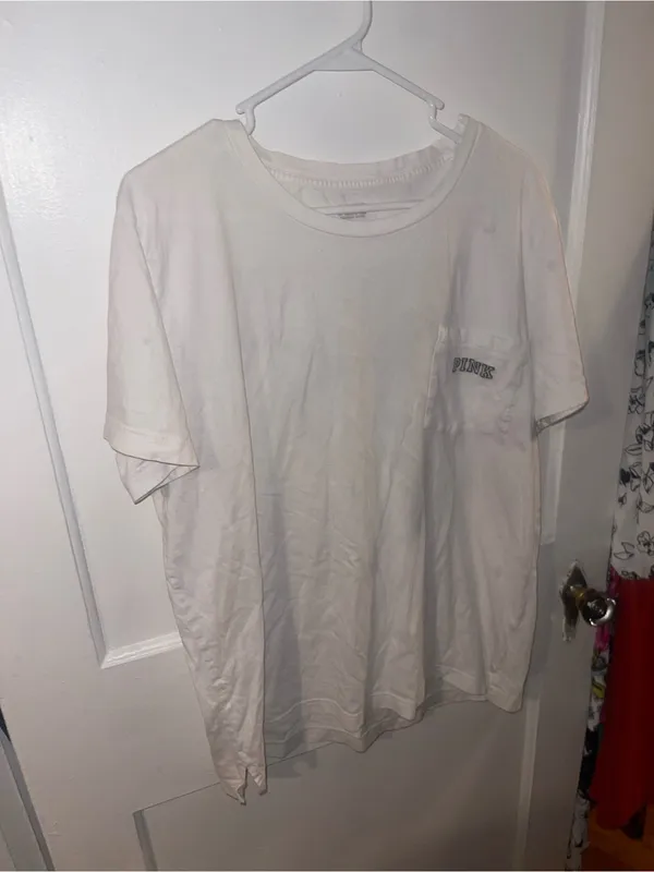 PINK Victoria's Secret White Pocket Tee - Women's Casual Crew Neck - Size XL - Image 5