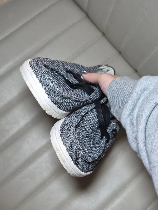 Glitter Wendy Sox Hey Dude Shoes Gray Knit Slip-On Sneakers 6 Loafers - Image 3