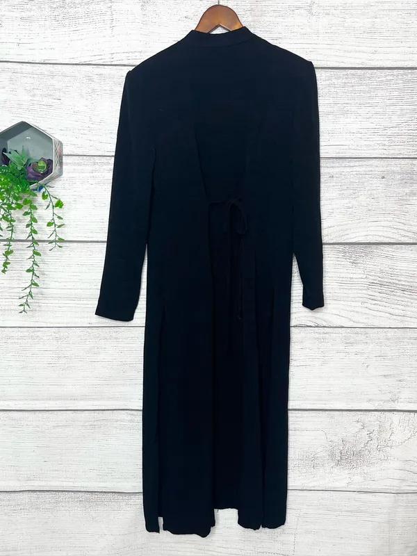 Vintage Black & Pink Floral Embroidered Long Sleeve Dressy Duster Blouse Size 8 - Image 14