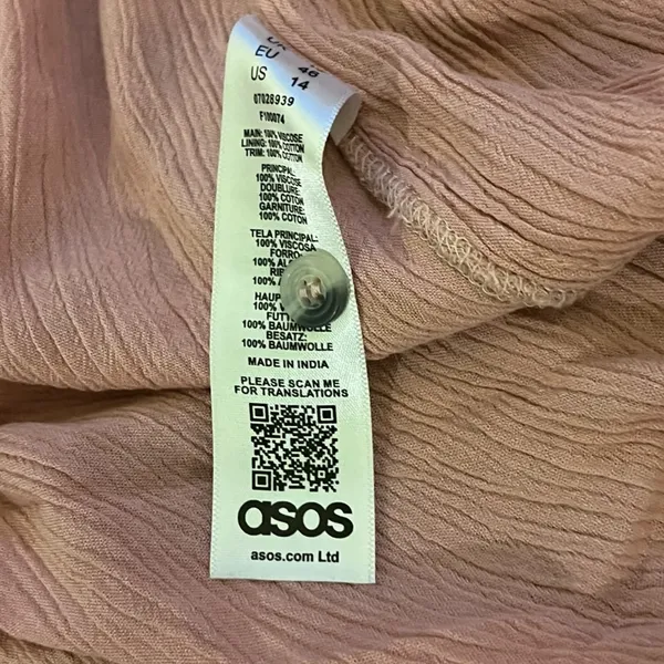 ASOS Pink lined maxi skirt with slit, lined size 14 - 100% viscose cotton - Image 3