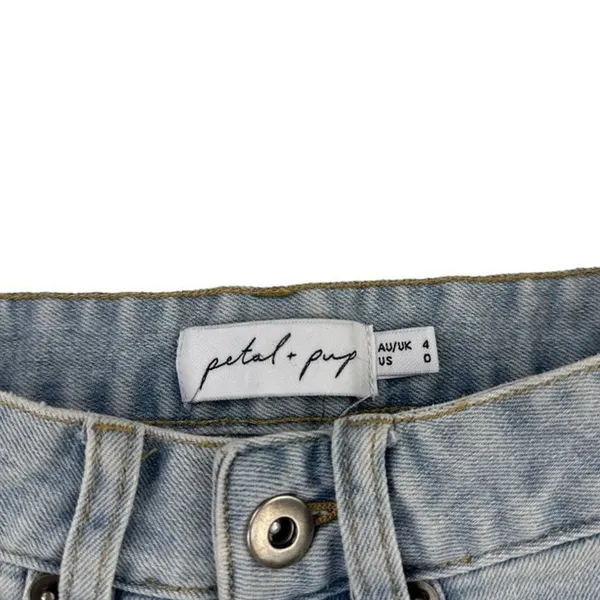 Petal & Pup - High Waisted Mid Length Jean Shorts in Blue - Image 2